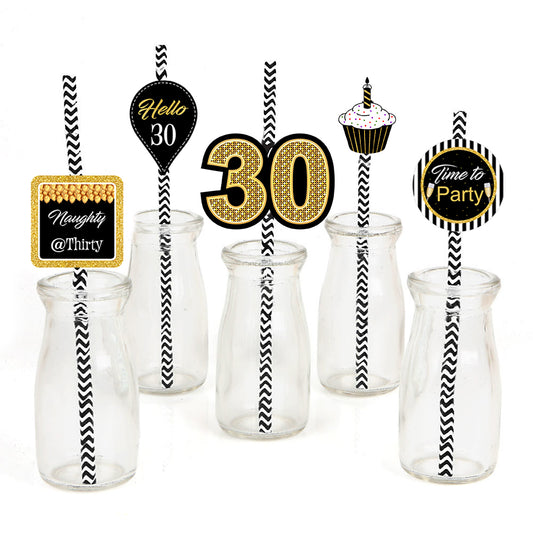30th Birthday Party Paper Decorative Straws