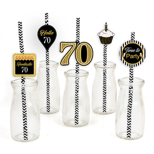 70th Birthday Party Paper Decorative Straws