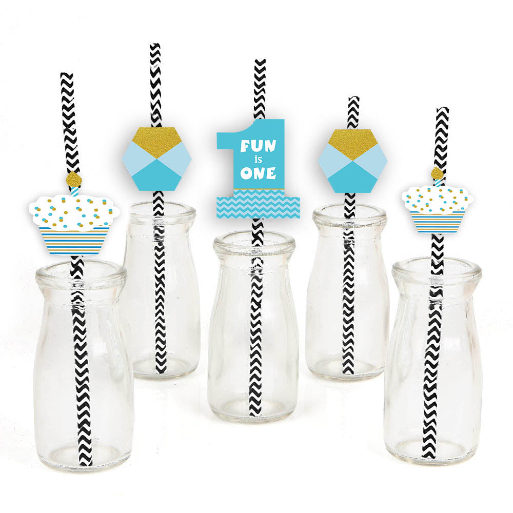 Fun Is One Theme Birthday Party Paper Decorative Straws