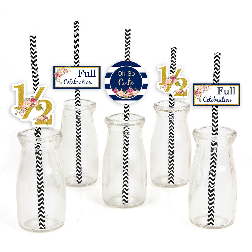 Half Birthday Party Paper Decorative Straws