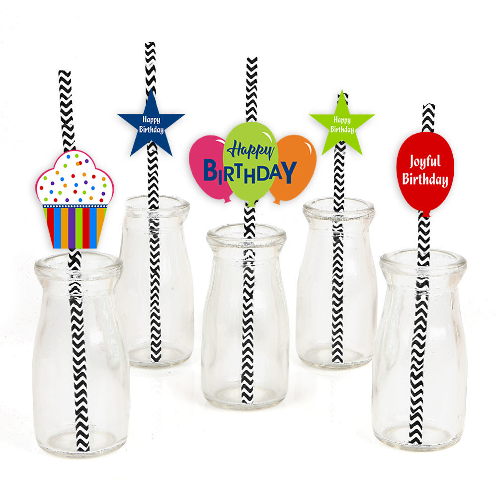 Joyful Theme birthday Paper Decorative Straws