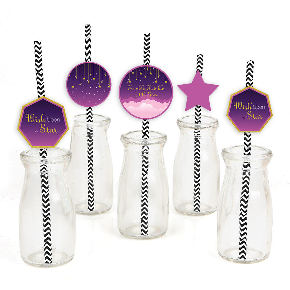 Twinkle Twinkle Little Star Theme Birthday Party Paper Decorative Straws