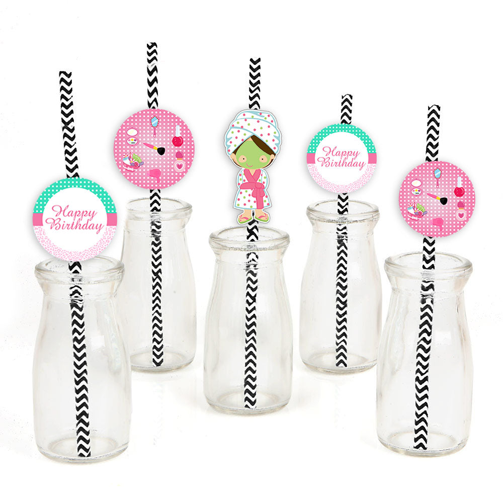 Spa Theme Birthday Party Paper Decorative Straws
