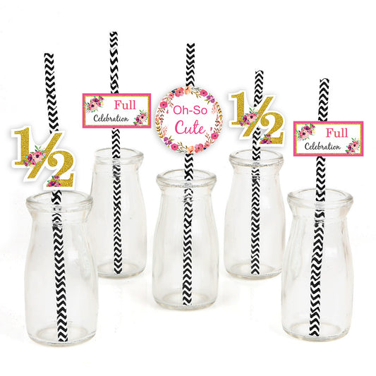 Half Birthday Party Paper Decorative Straws
