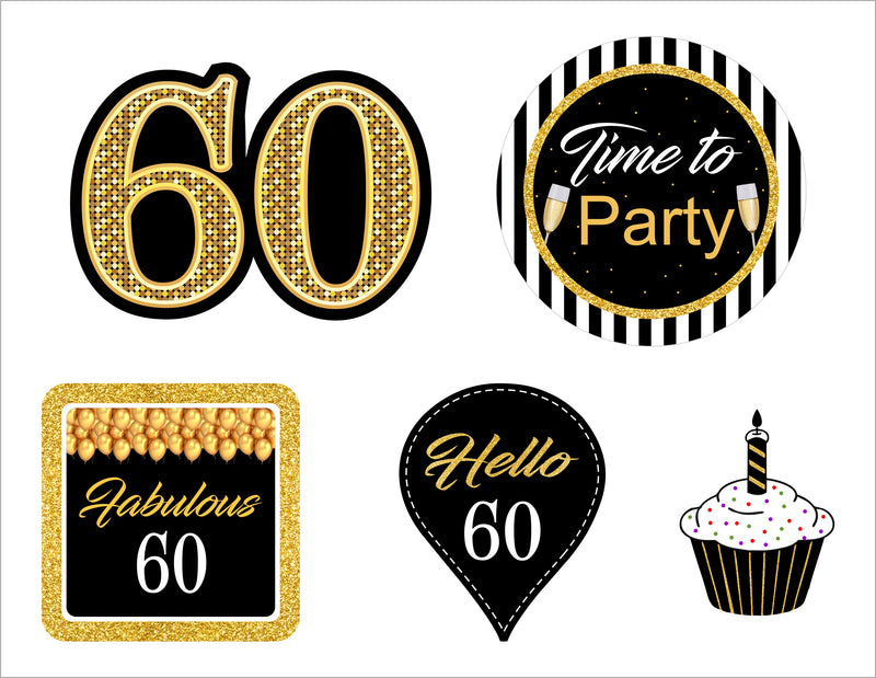 60th Birthday Party Paper Decorative Straws