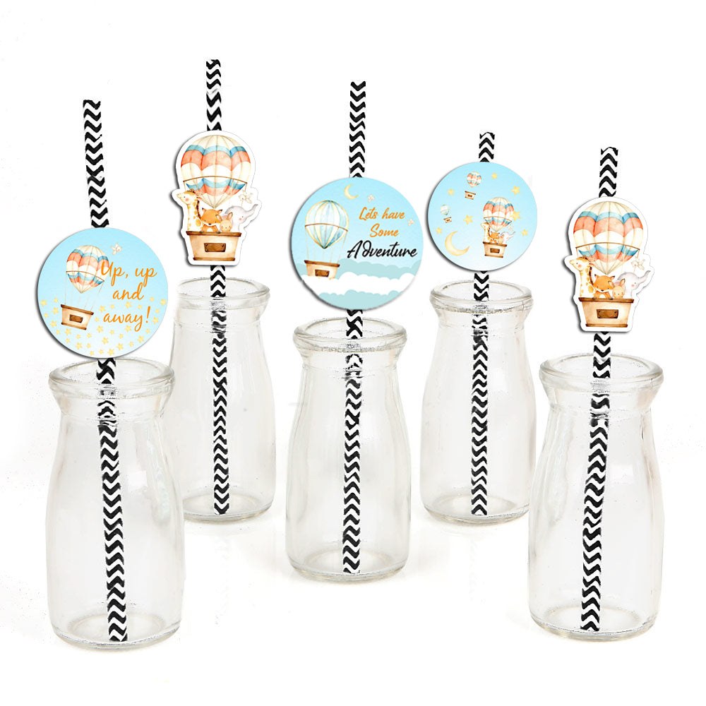 Hot Air Theme Birthday Party Paper Decorative Straws