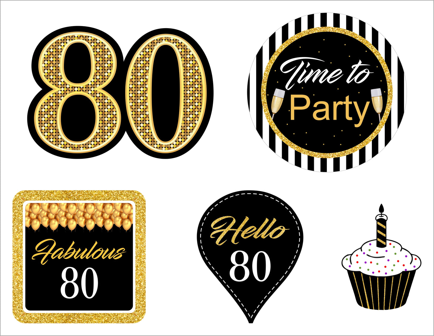 80th Birthday Party Thank You Gift Tags