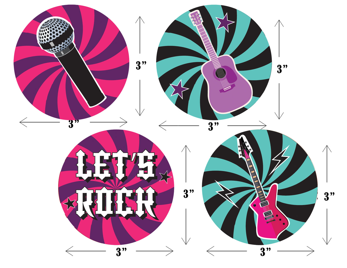 Rockstar Theme Birthday Party Paper Decorative Straws