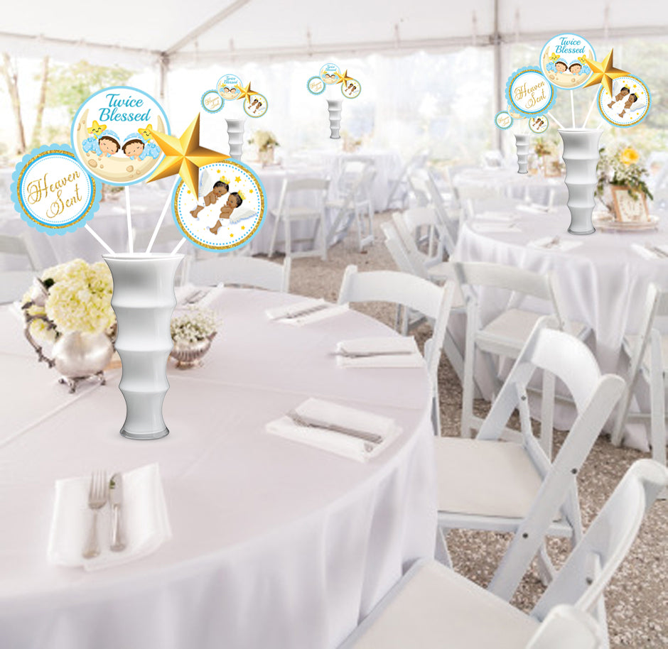 Twin Boys theme Birthday Party Table Toppers for Decoration