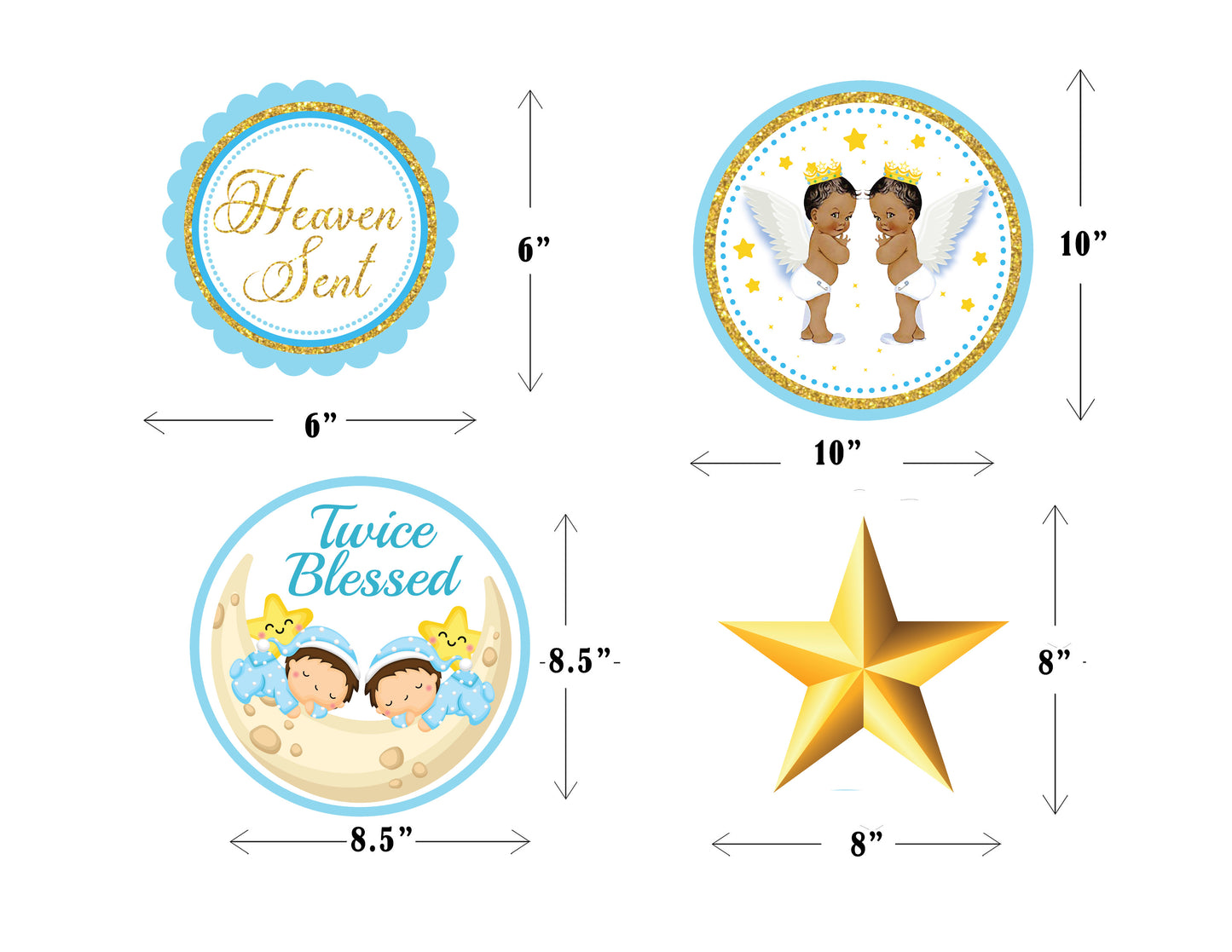 Twin Boys theme Birthday Party Table Toppers for Decoration