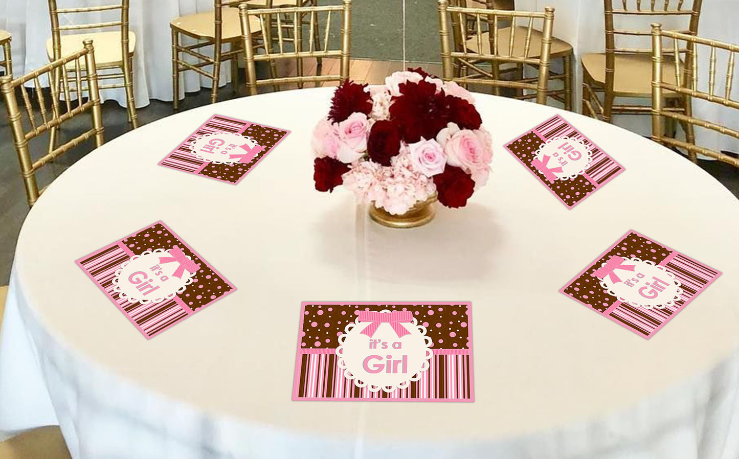 Cute Teddy Theme Welcome Baby Girl Table Mats for Decoration