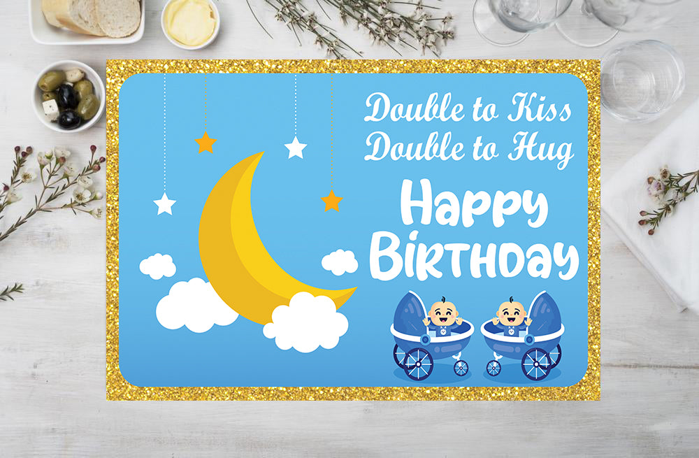 Twin Boys Theme Birthday Table Mats for Decoration