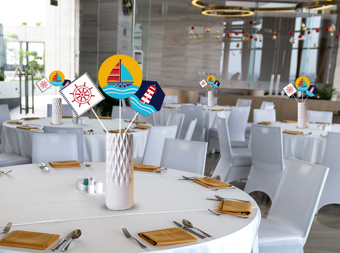 Nautical Ahoy theme Birthday Party Table Toppers for Decoration