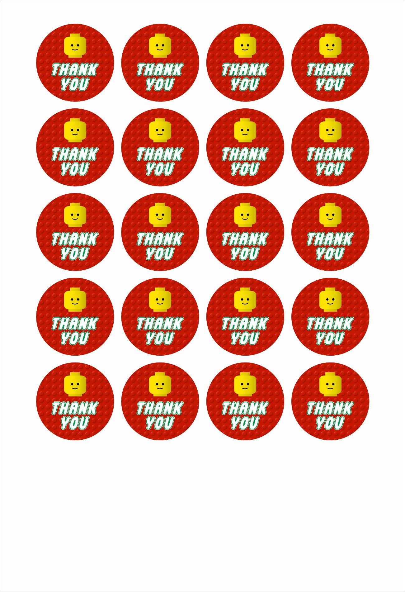 Lego Theme Birthday Party Thank You Gift Tags