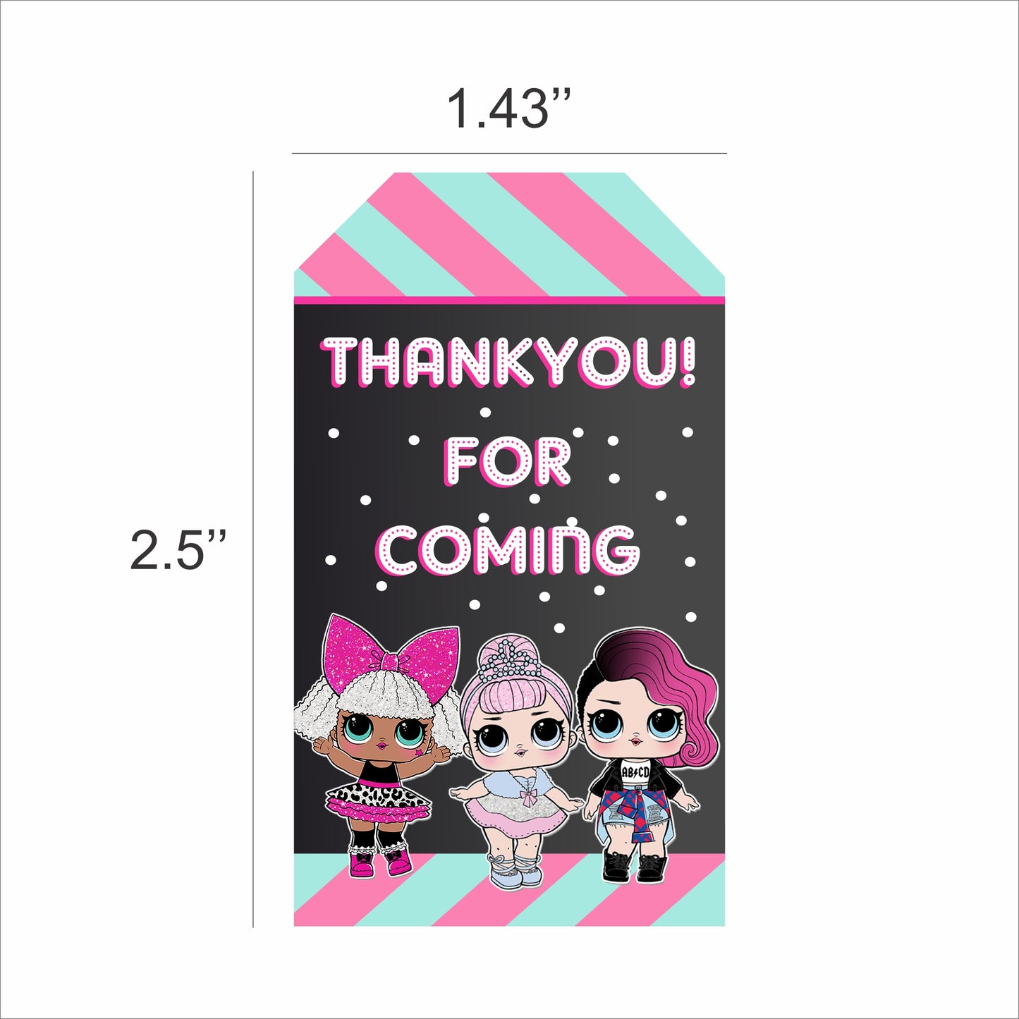 LOL Party Theme Birthday Party Thank You Gift Tags