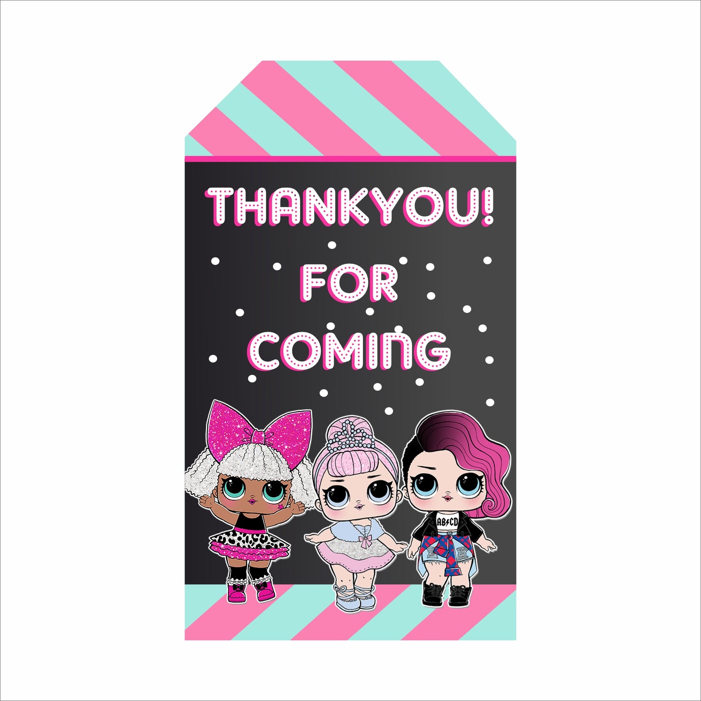 LOL Party Theme Birthday Party Thank You Gift Tags
