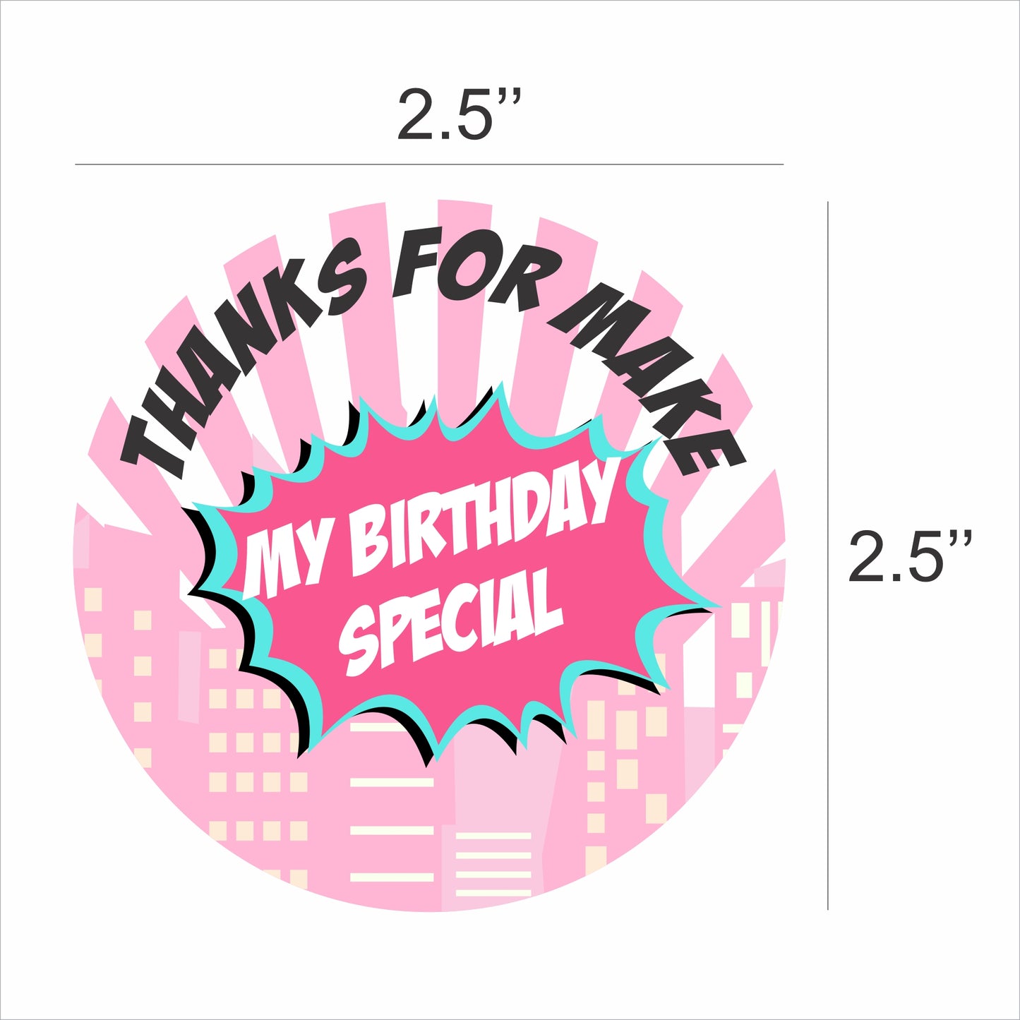 Super Girl Theme Birthday Party Thank You Gift Tags