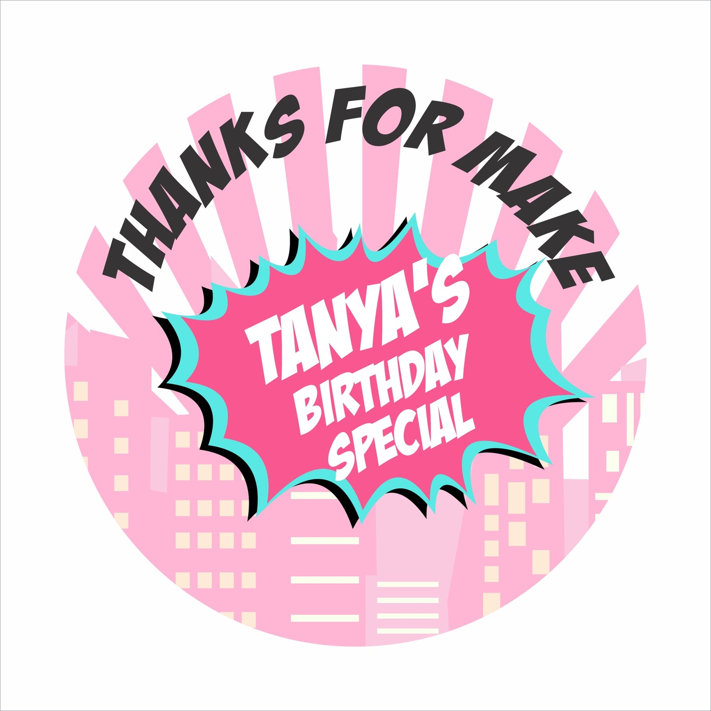 Super Girl Theme Birthday Party Thank You Gift Tags