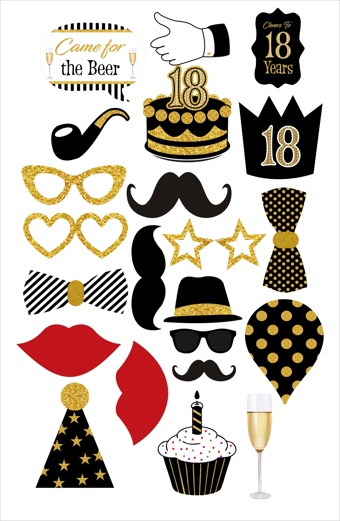 18th Birthday Party Photo Booth Props Kit