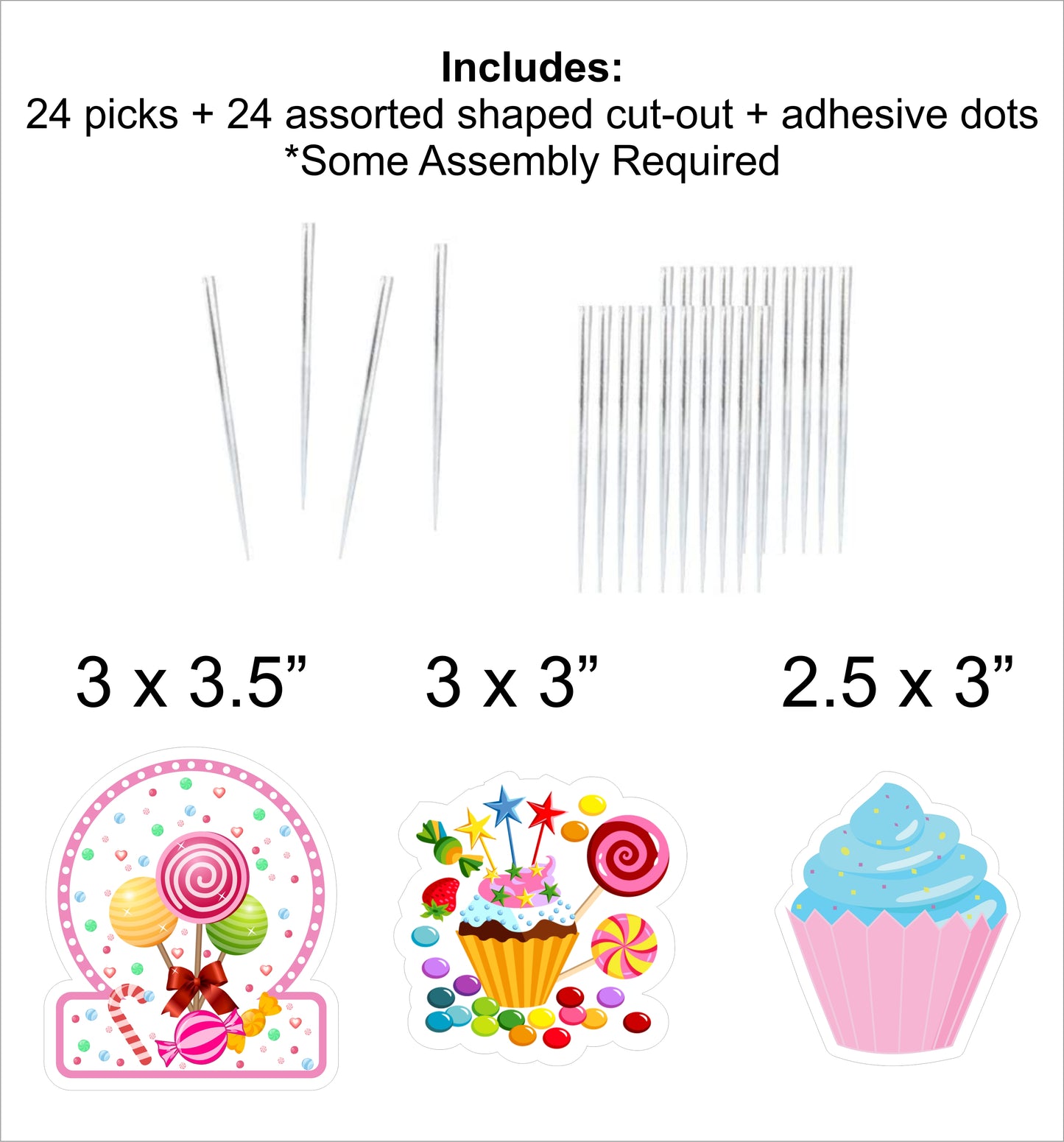 Candy Land Theme Birthday Party Cupcake Toppers for Decoration