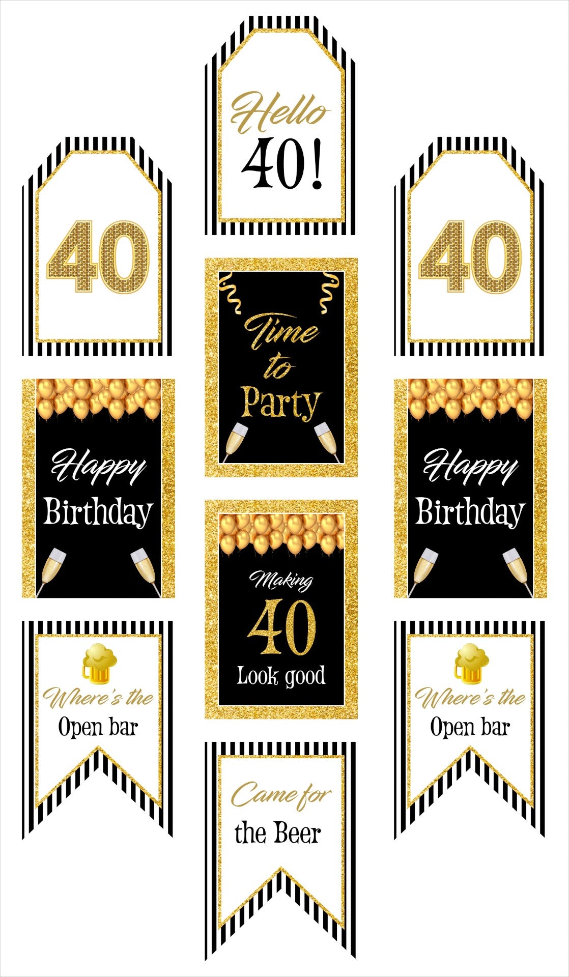 40th Birthday Paper Door Banner for Wall Decoration