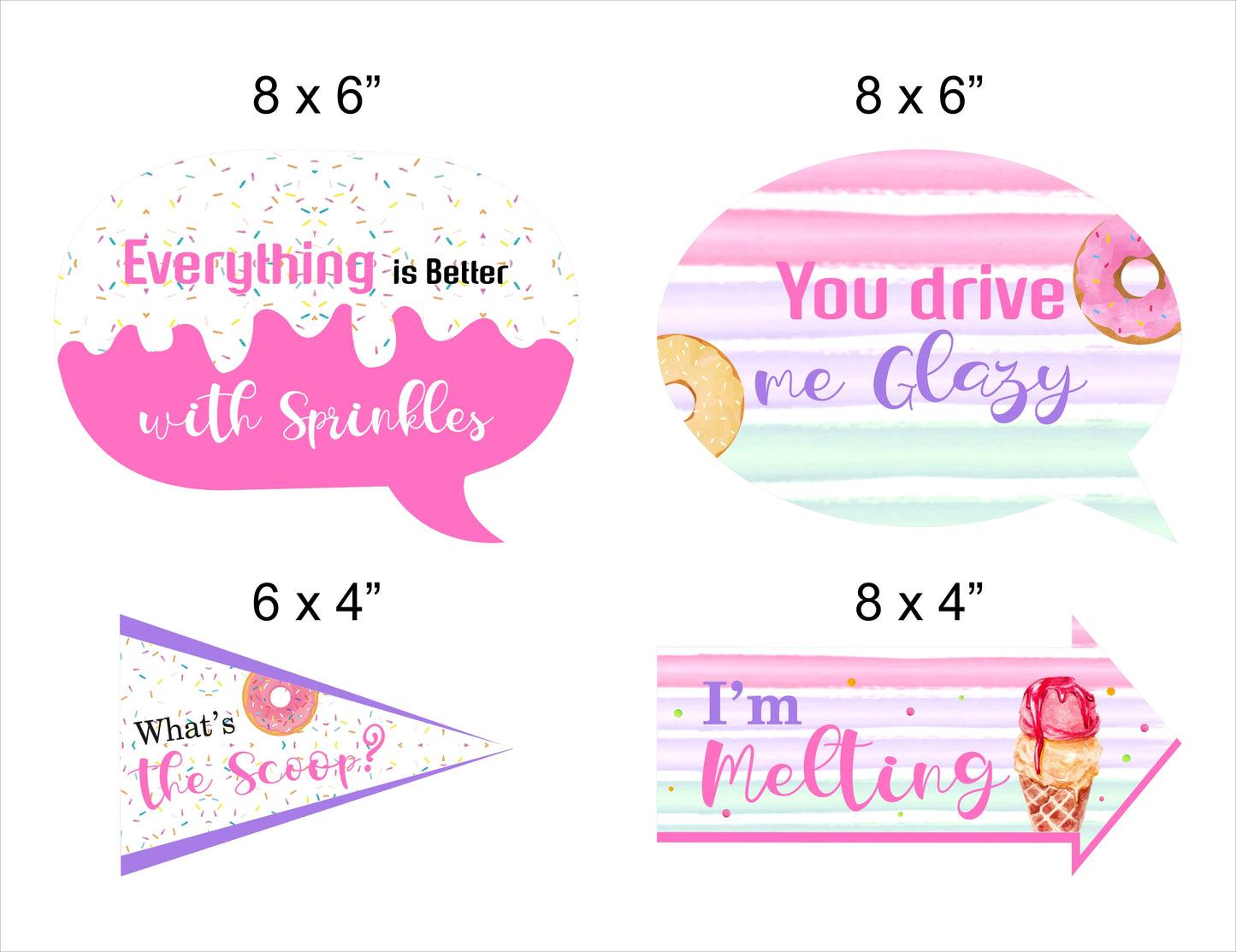 Two Sweet Theme Birthday Party Photo Booth Props Kit