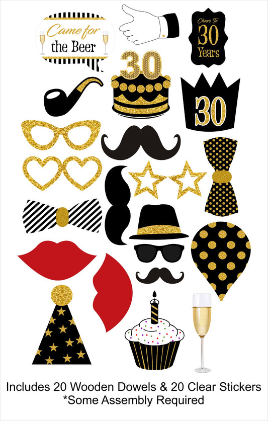 30th Birthday Party Photo Booth Props Kit