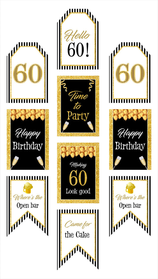 60th Birthday Paper Door Banner for Wall Decoration