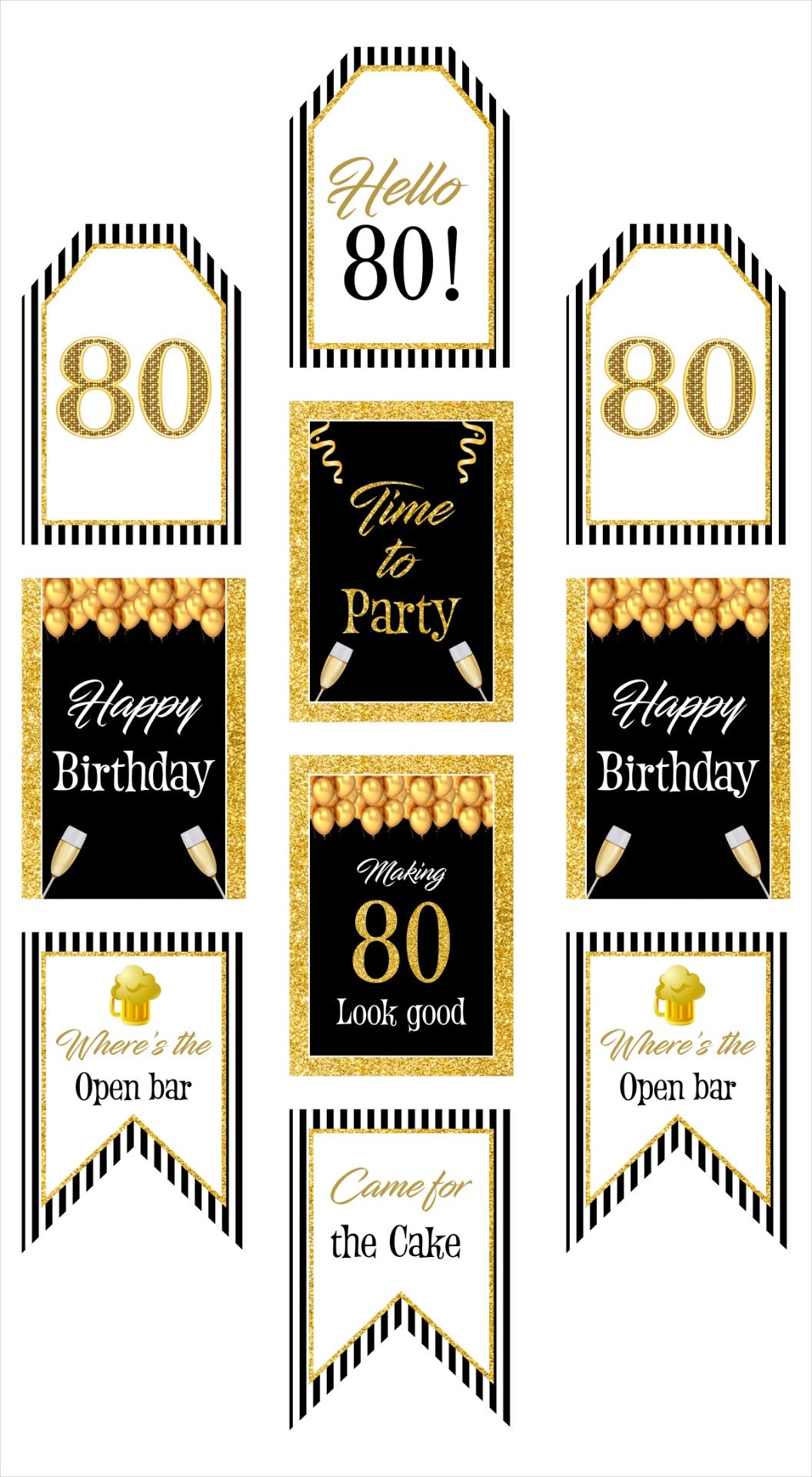 80th Birthday Paper Door Banner for Wall Decoration