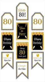 80th Birthday Paper Door Banner for Wall Decoration 