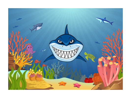 Shark Party Birthday Party Backdrop For Photography Banner Kids Event Cake Table Decor Home Decoration Photo Booth Background