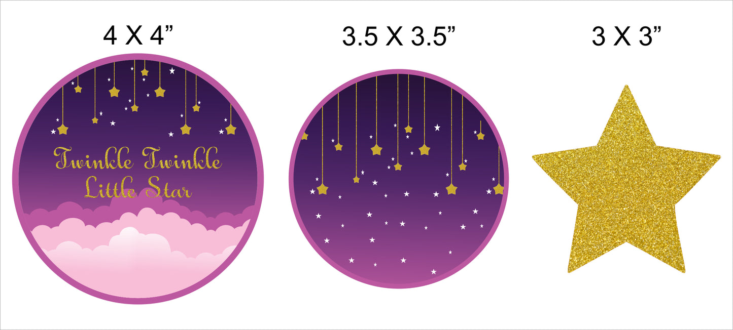 Twinkle Twinkle Little Star Theme Birthday Party Cupcake Toppers for Decoration