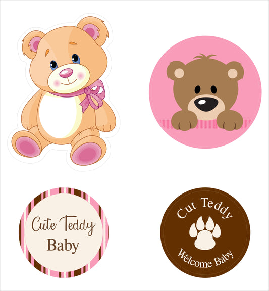 Cute Teddy Theme Welcome Baby Girl Theme Hanging Set for Decoration