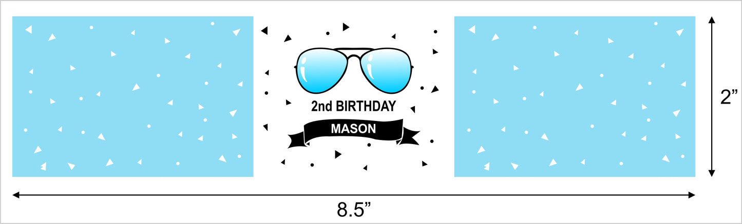 Two Cool Theme Birthday Party Water Bottle Labels