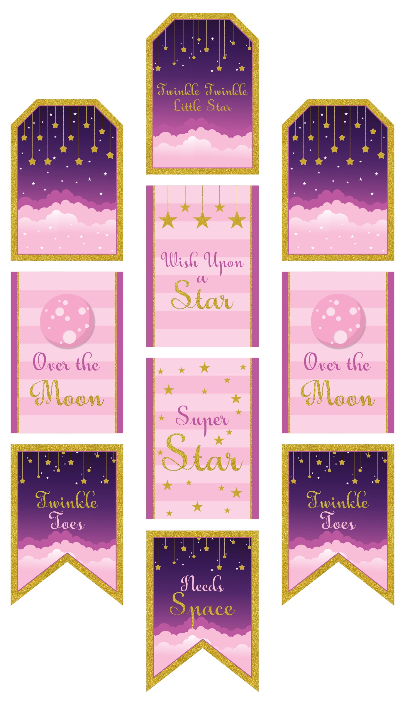Twinkle Twinkle Little Star Theme Birthday Party Paper Door Banner for Wall Decoration