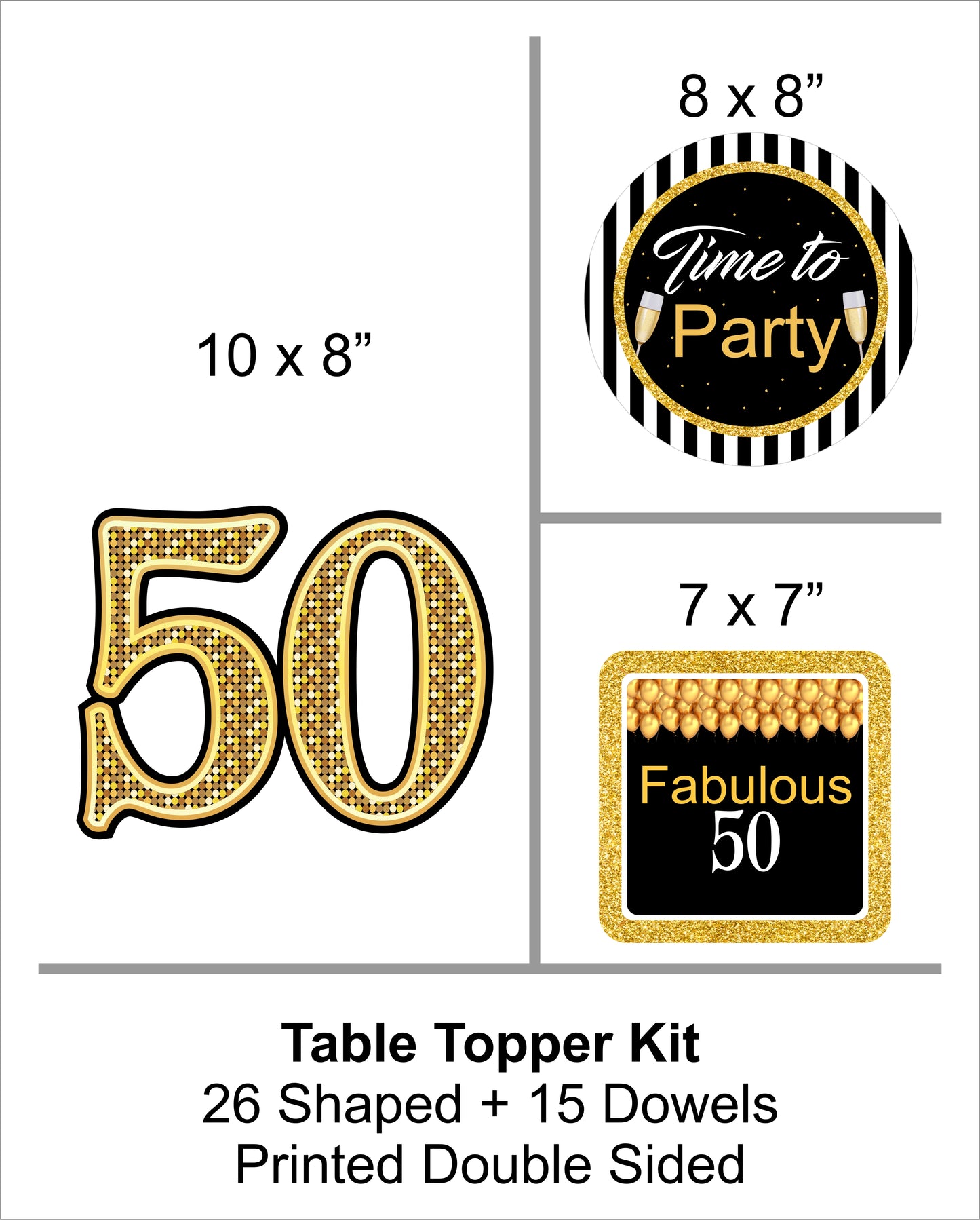 50th Birthday Party Table Toppers for Decoration