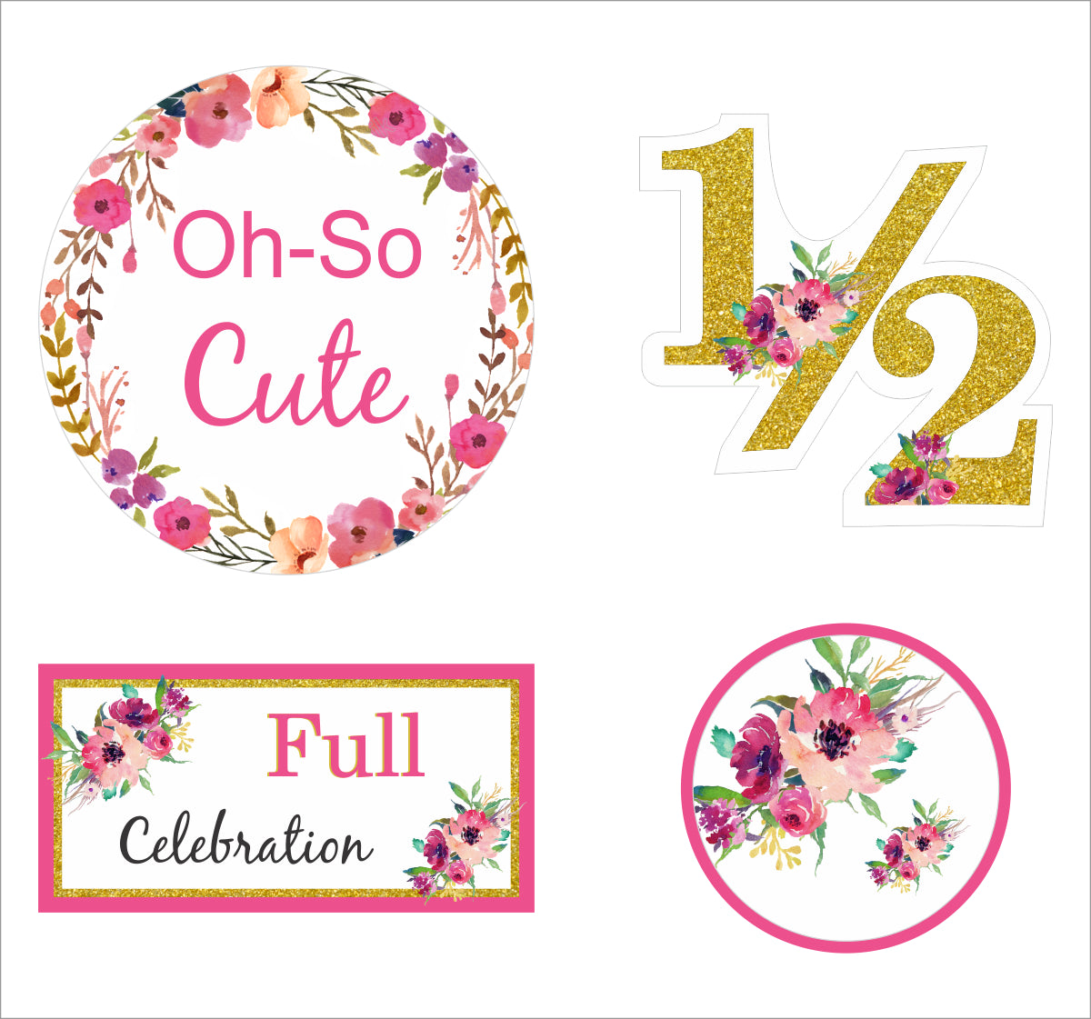 Half Birthday Party Cake Topper /Cake Decoration Kit