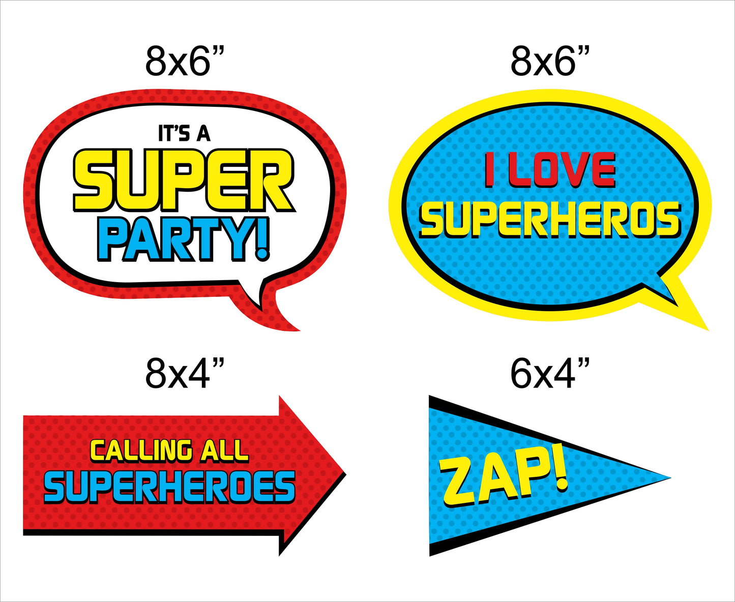 Super Hero Theme Birthday Party Photo Booth Props Kit