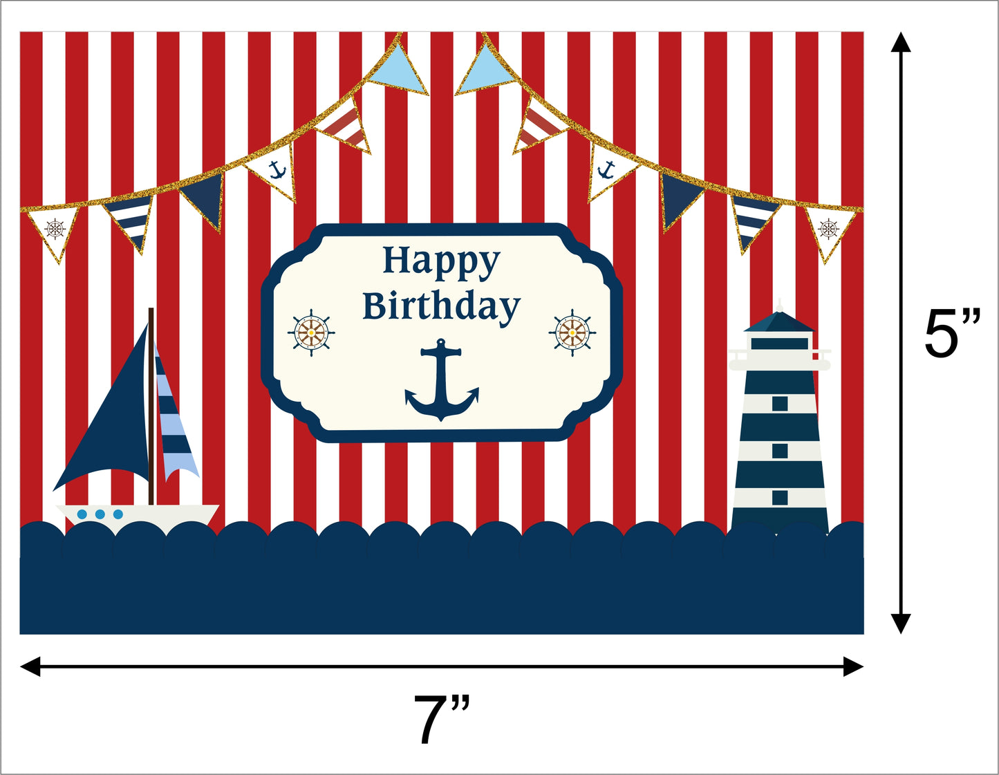 Nautical Ahoy Theme Birthday Party Backdrop