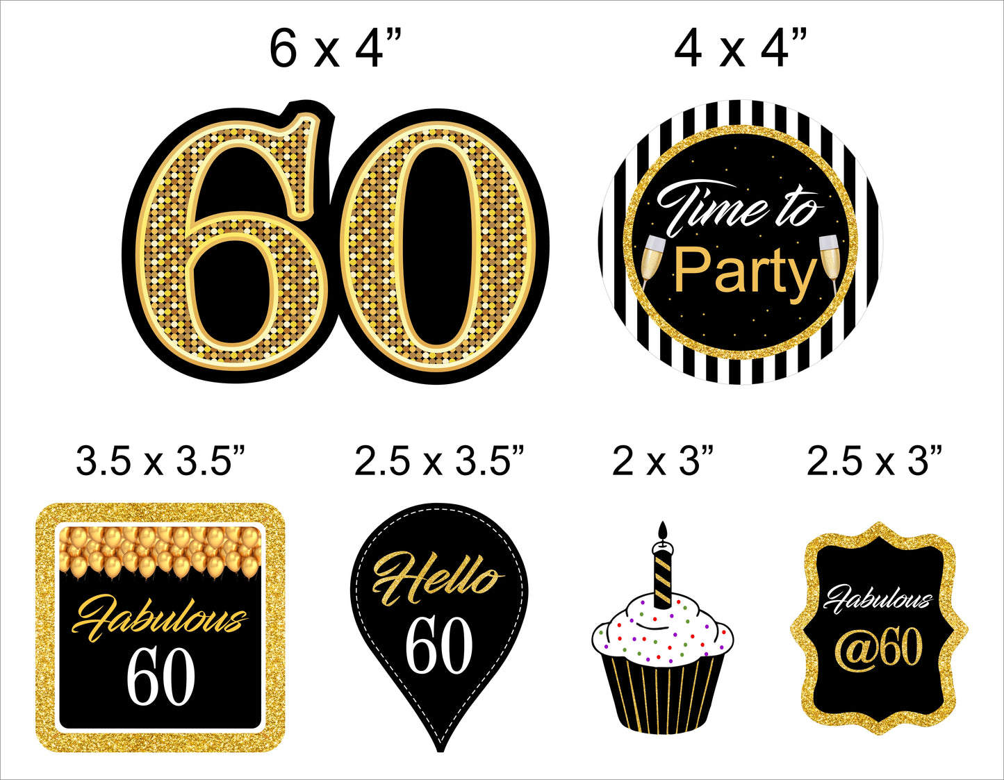 60th Birthday Party Cake Topper /Cake Decoration Kit
