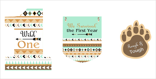 Wild One Birthday Party Cupcake Toppers for Decoration