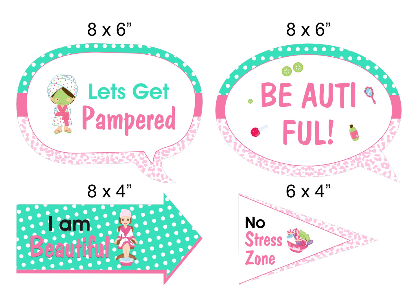 Spa Theme Birthday Party Photo Booth Props Kit