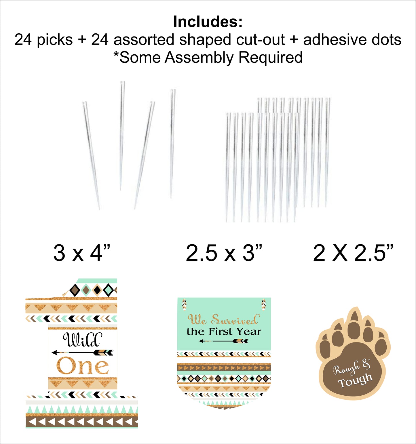 Wild One Birthday Party Cupcake Toppers for Decoration