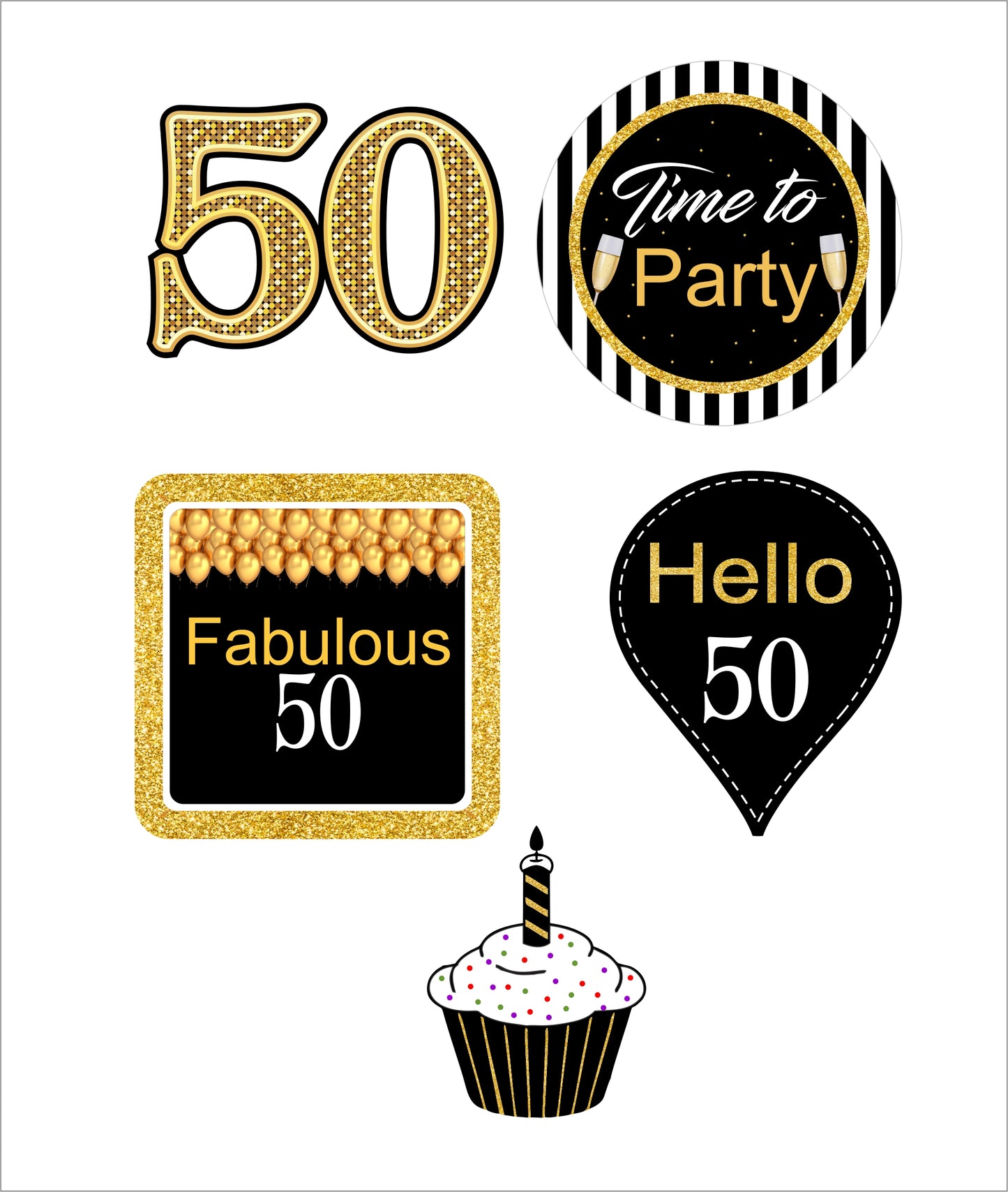 50th Birthday Party Paper Decorative Straws