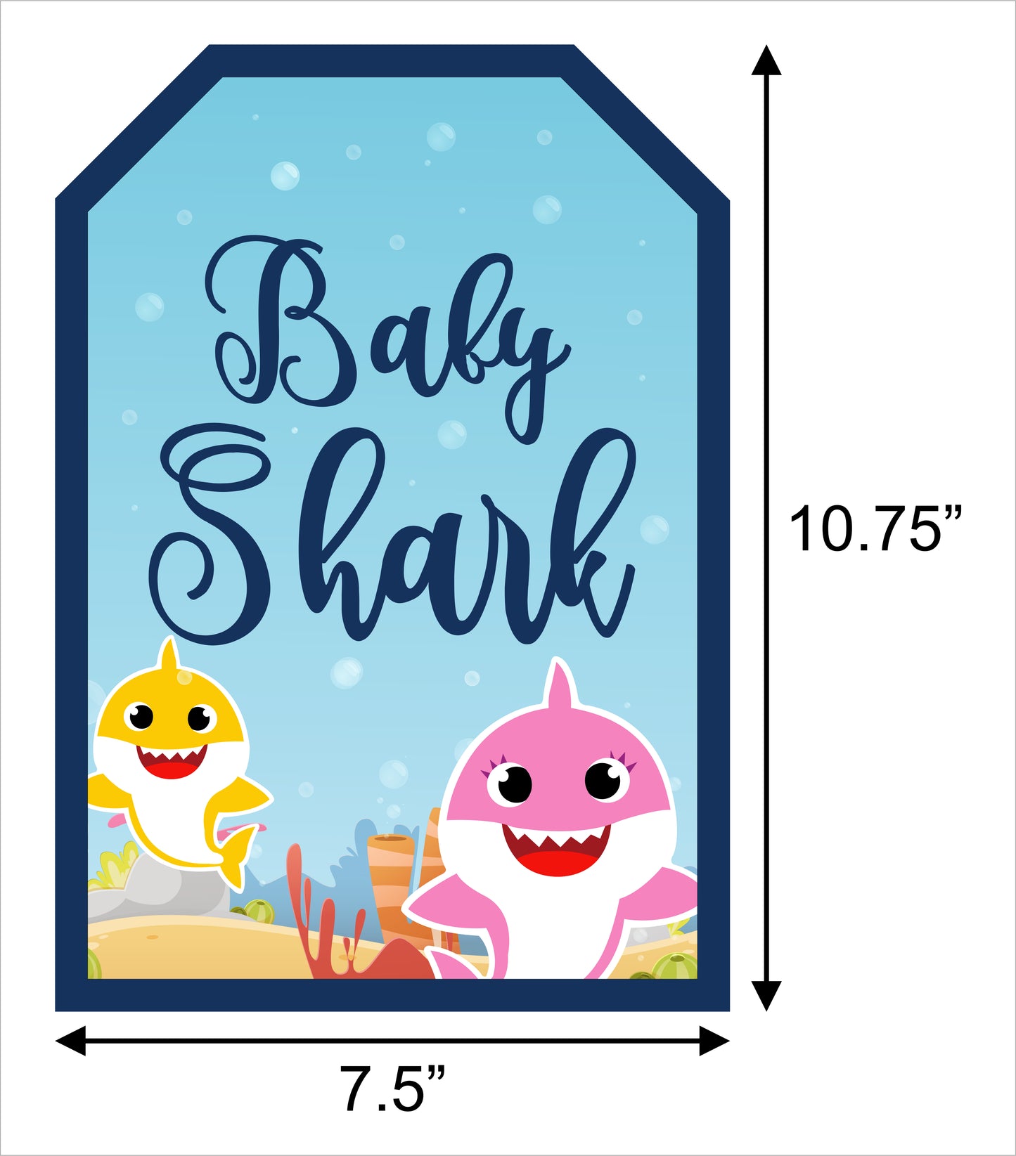 Baby Shark Theme Birthday Paper Door Banner for Wall Decoration