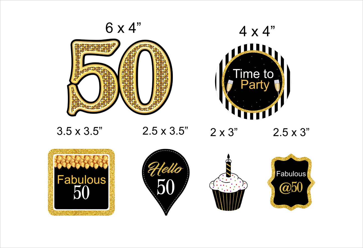 50th Birthday Party Cake Topper /Cake Decoration Kit