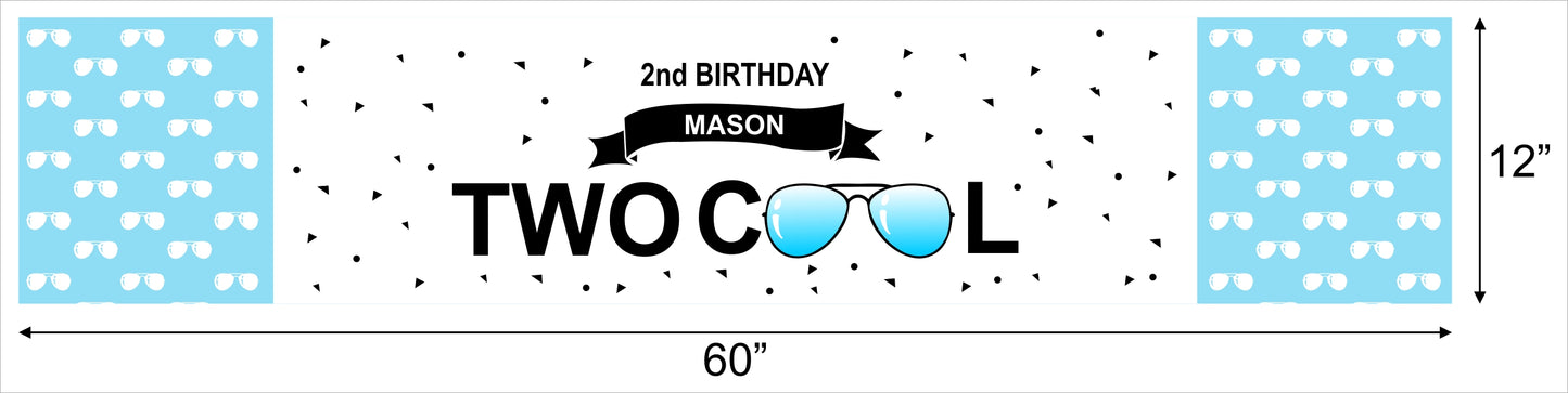 Two Cool Theme Birthday Long Banner for Decoration