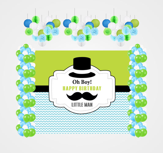 Little Man Theme Birthday Party Complete Decoration Kit