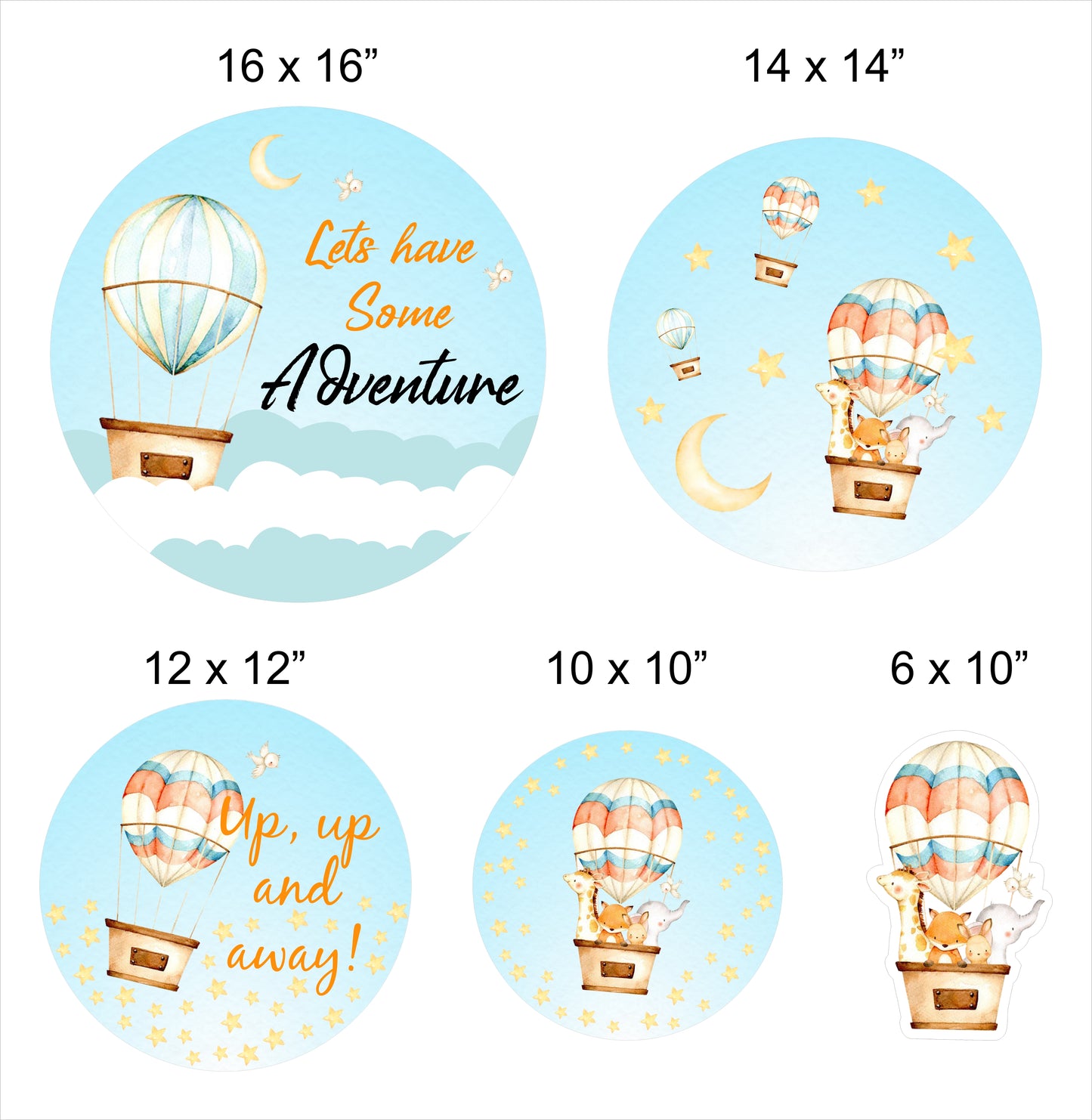 Hot Air Theme Birthday Party Cutouts