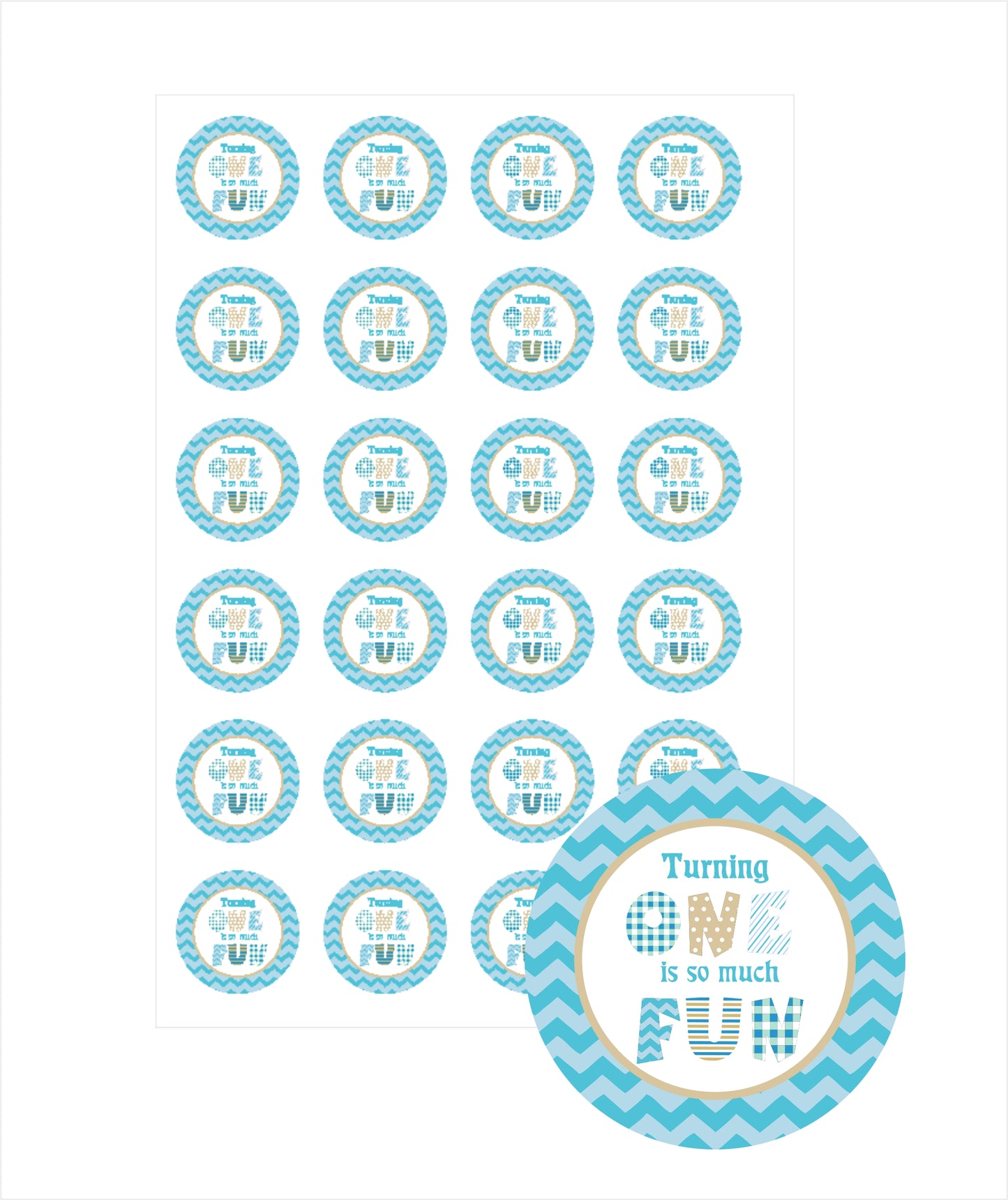 One Is Fun Boys Birthday Party Thank You Gift Tags